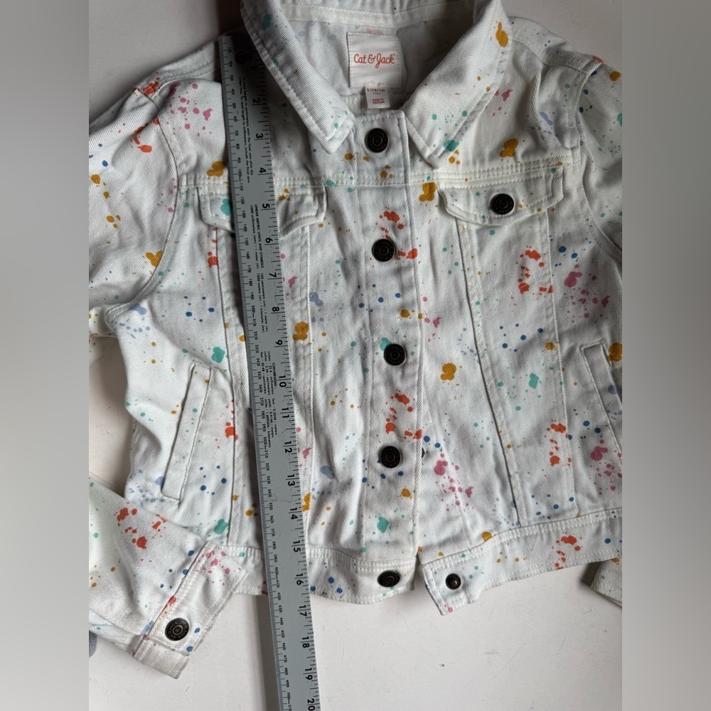 cat & Jack white paint splatter Jean jacket size 10/12 - Picture 4 of 6